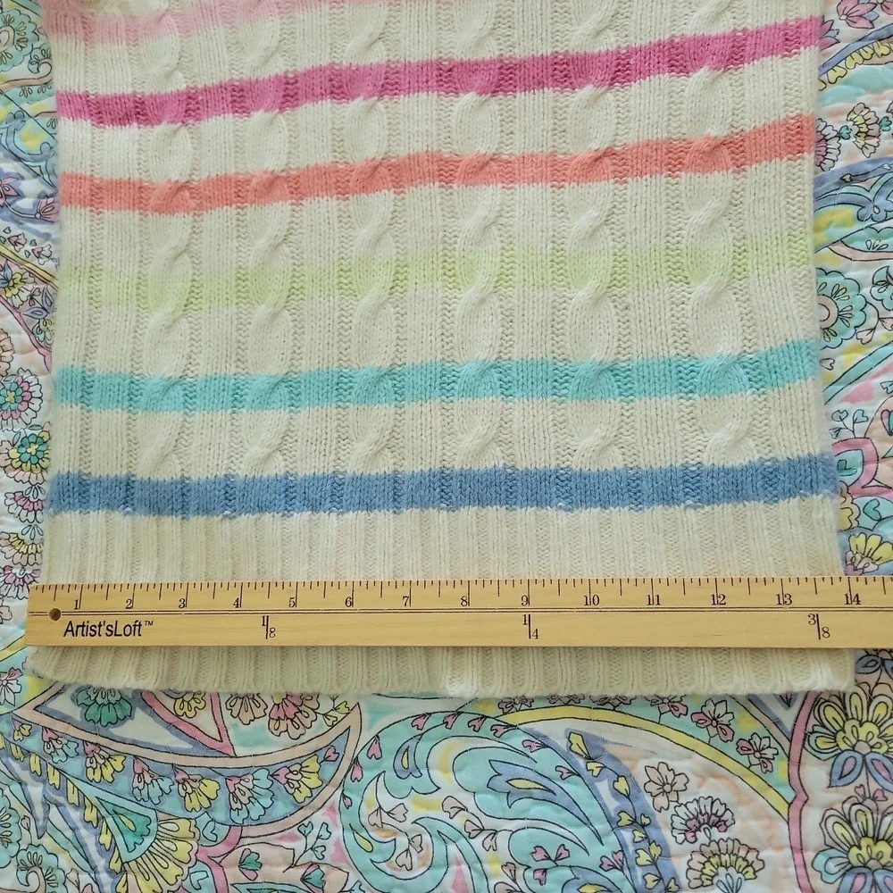 Vtg Aeropostale Fisherman Rabbit Hair Blend Striped Sweater Size M Preppy Pastel